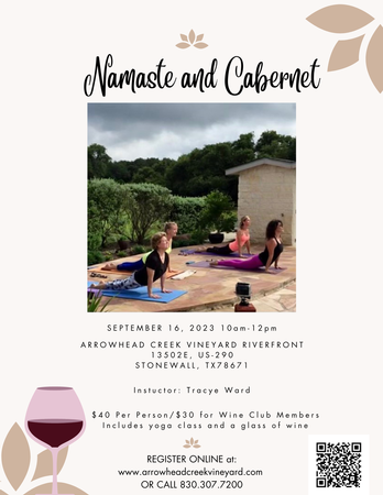 Namaste and Cabernet Yoga Class September 16, 2023
